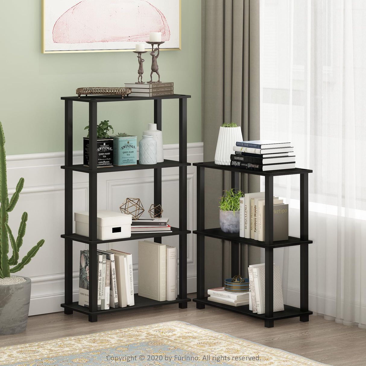 Furinno Turn-S-Tube 3-Tier Compact Multipurpose Shelf Display Rack with Square Tube, Americano/Black Furinno