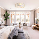 ZYD Caged Ceiling Fan with Light, 20" Ceiling Fan with Lights and Remote Flush Mount, Bladeless Caged Ceiling Fan with Light, Rust White Farmhouse Ceiling Fan for Bedroom, Kitchen, Dining Room ZYD