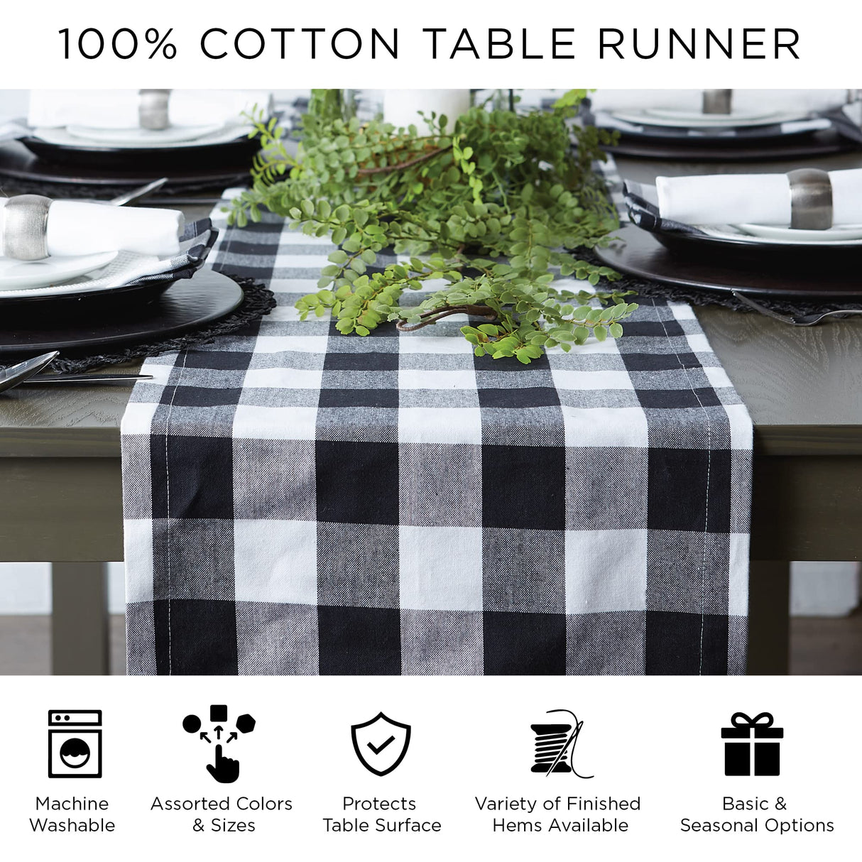 DII Woven Basic Tabletop Collection Chevron Table Runner, 15x72, Gray DII