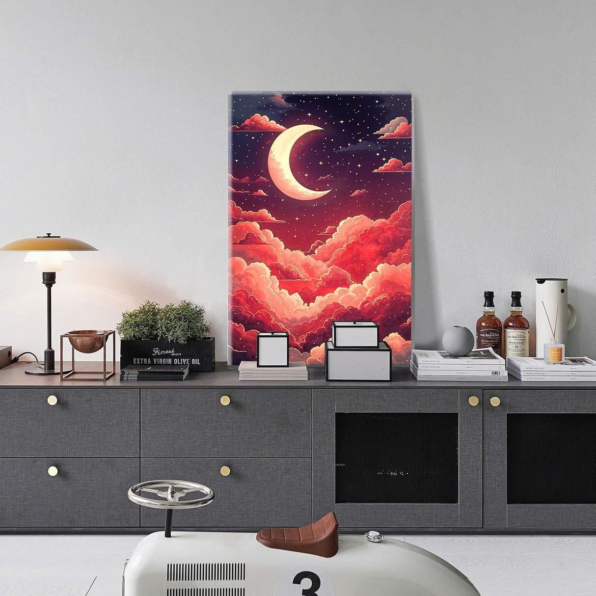 JOOZ Moon Paint by Numbers Kit for Adults with Frame, Paint by Number with Easel, Adults Paint by Number Kits Framed Canvas, DIY Oil Painting Kit for Home Wall Decor 8 x 12 Inch JOOZ