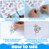 2 Sheets 39 PCS Water Soluble Embroidery Patterns, Stick and Stitch Embroidery Designs, Stick and Stitch Stencil Hand Stitching for Sewing Enthusiasts and Beginners, Large Flowers and Leaves YQQYG