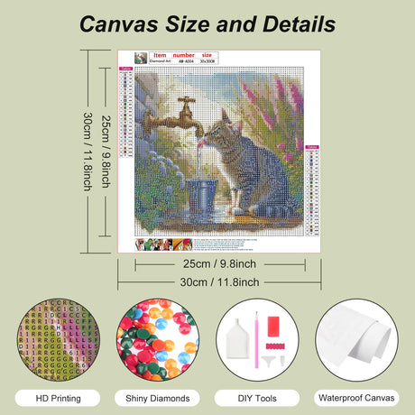 AMORARS Cat Diamond Painting Kit for Adults, 5D Diamond Art Beginners - DIY Full Diamond Dot Gem Art Paintings, Suitable Gifts, and Home Decoration Crafts，12x12In AMORARS