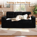 Korser 74" Boneless Couches for Living Room, Modern 3 Seater Sofa with Deep Seat, Comfy Cloud Sofa with Corduroy Fabric, No Assembly Couch, Bean Bag Couch for Bedroom, Dorm, Apartment, Black Korser