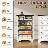 WLIVE Farmhouse Dresser for Bedroom, Wood Dresser with 5 Drawer, Chest of Drawers with Roman Metal Handle for Living Room, White WLIVE