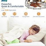 LEDIARY Caged Ceiling Fans with Lights and Remote, Flush Mount Bladeless Ceiling Fan Light Fixture, Small Farmhouse Industrial Low Profile Ceiling Fan for Bedroom Kitchen LEDIARY