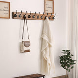 Dseap Coat Rack Wall: 38-1/4" Long, Patented, Heavy-Duty, 10-Double-Hooks Wooden Wall Mounted Coat Rack Coat Hanger Hook Rail for Winter Coats Hat Jacket Clothing, Natural & Black Dseap