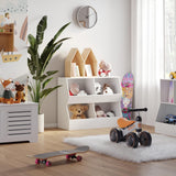DINZI LVJ 4-Cubby Kids Bookshelf & Toy Storage Cabinet - White Wooden Organiser for Bedroom, Nursery & Playroom DINZI LVJ