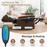 HUSFU Dual Motor Lay Flat Power Lift Recliner Chair for Elderly with Heat and Massage, Infinite Position Large Recliner Chairs w/USB Ports and Remote Control,Chenille,Brown HUSFU