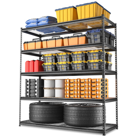 WORKPRO Heavy Duty Shelving - 5-Tier, 48'W x 24'D x 72'H, Adjustable Metal Shelves for Garage, Basement, Warehouse, Workshop - Black/Sliver WORKPRO