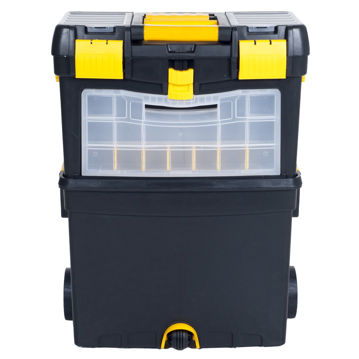 Portable Toolbox with Wheels - Stackable Tool Chest with Drawers - Mobile Utility Cart with Comfort Grip Handle and Tough Latches by Stalwart (Black) Stalwart