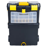 Portable Toolbox with Wheels - Stackable Tool Chest with Drawers - Mobile Utility Cart with Comfort Grip Handle and Tough Latches by Stalwart (Black) Stalwart