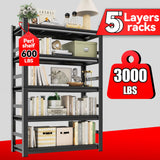 Bookshelf 5 Tier Metal Wide Bookshelves, Heavy Duty Bookcase Tall Book Shelf Storage Organizer, Adjustable Bookshelf For Bedroom/Living Room/Home Office/Library, Black(with fence-78"H*47.24"W*18"D) KILISTEELS