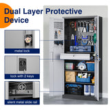 Yizosh Metal Garage Storage Cabinet with Locking Doors and Drawers, Heavy Duty Steel Tool Cabinet with Pegboard, 71" - Lockable Cabinets for Garage, Warehouse, Basement (Black Gray) Yizosh