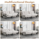 Edbuosy Comfortable Futon Sofa Bed, Memory Foam Loveseat, Convertible Adjustable Sofa Bed CouchSuitable for Office, Home, and Bedroom (White) Edbuosy
