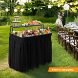 VINGLI Ice Table with Extra Storage Shelf, Portasble Cooler Side Table with Removable Skirt, Patio Table, Indoor & Outdoor Bar for Events, Parties and Camping VINGLI