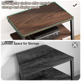 armocity 4-Tier AV Media Stand with Power Strips, Corner TV Stand with LED Lights, Rack Audio Tower with Adjustable Shelves, Corner Entertainment Center, 30'', Black Walnut armocity