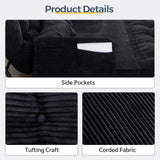 MAXYOYO Adjustable Floor Sofa Couch with 2 Pillows, Multi-Functional Bean Bag Bed, 5-Position Foldable Lazy Sofa Sleeper Bed with Armrest, Versatile Floor Seating for Reading, Black, Double MAXYOYO