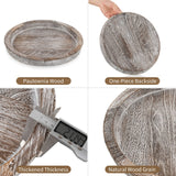 Hanobe Whitewash Wooden Round Serving Tray - Farmhouse Decor for Coffee Table, Kitchen Counter Hanobe