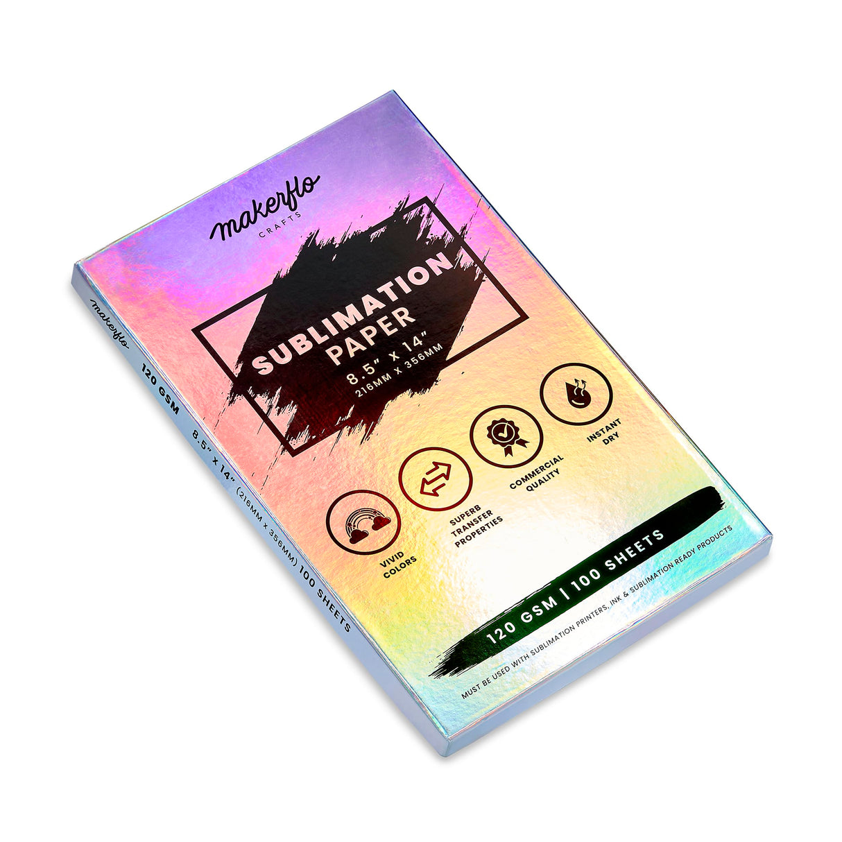 Makerflo Sublimation Paper 8.5 x 14 Inches 100 Sheets Heat Transfer Paper for Tumblers T-Shirts Phone Cases Mugs Printable Stickers Gifting Christmas DIY Enthusiast other Sublimation Blanks makerflo