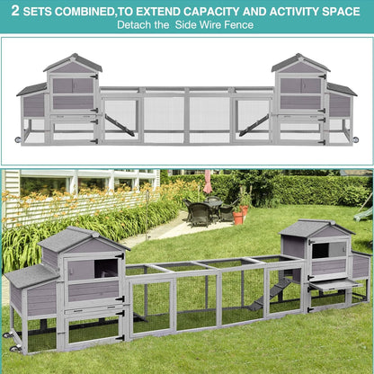 Chicken Coop for 2-4 Chickens, Mobile Chicken House for Outdoor with Wheels, Nesting Box, Leakproof Pull-on Tray and UV-Resistant Roof Panel, Wooden Chicken Coop for Duck - WoodArtSupply