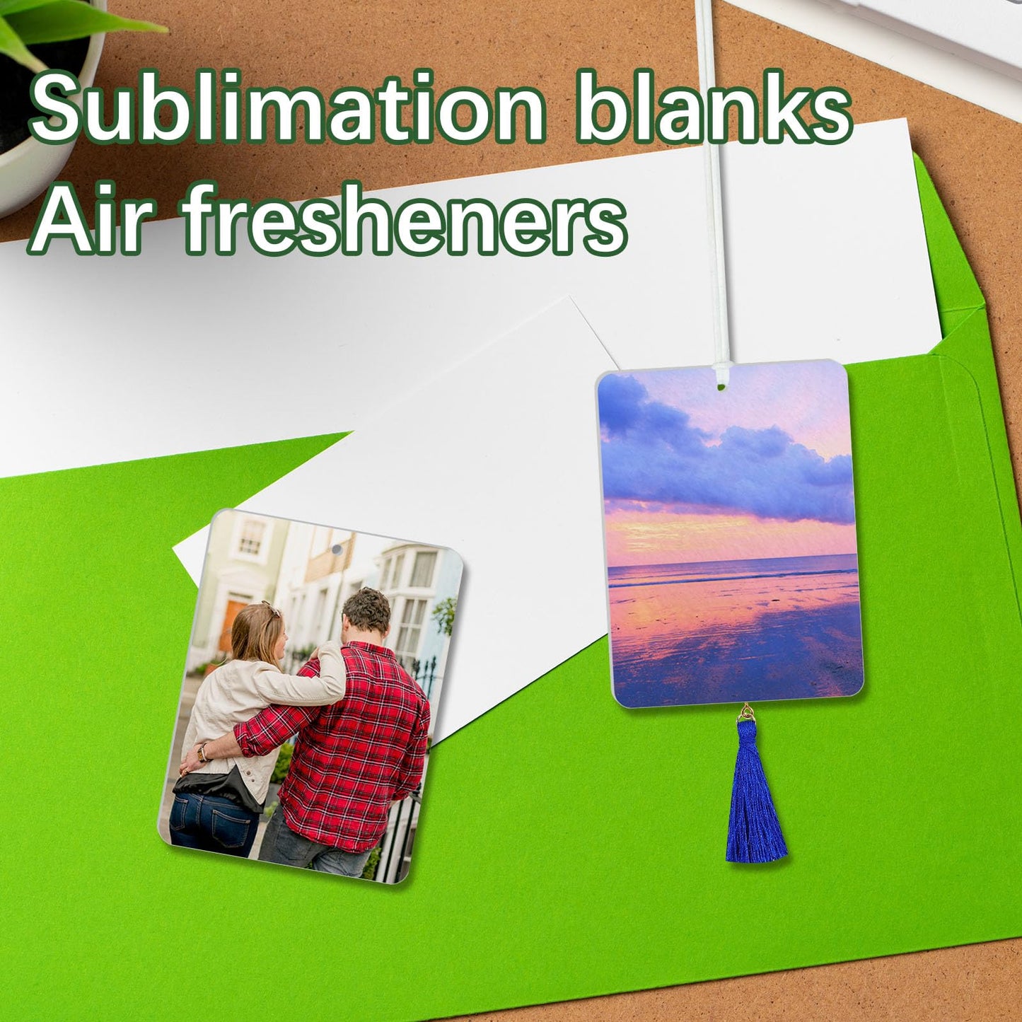 50 pcs sublimation air fresheners blanks,with Tassels Sublimation Blanks Products DIY Air Freshener for Car and Home Hanging Decoration sublimation car freshener blanks