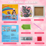 Cat Diamond Art Kits for Kids with Frame-Cat Diamond Art for Kids Ages 4-8-12 with Frame,Animals Diamond Painting Kits for Kid for Gift Home Wall Decoration(7x7inch) Arttoplus