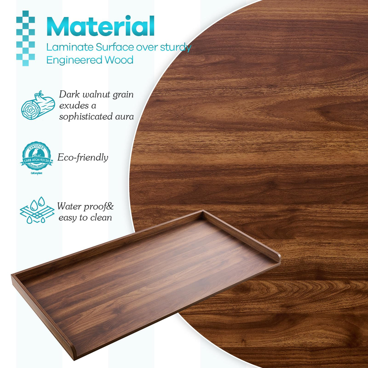 Kaboon Washer Dryer Countertop, Melamine Countertop with Edge Rails - 27.5" Depth x 54" Width Laundry Room Organization, Dark Walnut Kaboon