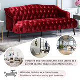 Christopher Knight Home Minxi Velvet Sofa Couch, Home Sofa Living Room with Birch Wood Legs, Comfort Modern 3 Seater Couch with Button Tufted Diamond Stitch, Luxury Chaise Lounge Chair, Wine Red Christopher Knight Home
