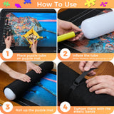 Jigsaw Puzzle Mat Roll Up - Portable Puzzles Saver Pad Up to 1500 Pieces, Full Accessories Puzzle Keeper with 4 Sorting Trays, Storage Bag, Easy Transport & Storage Puzzles Board Soekely