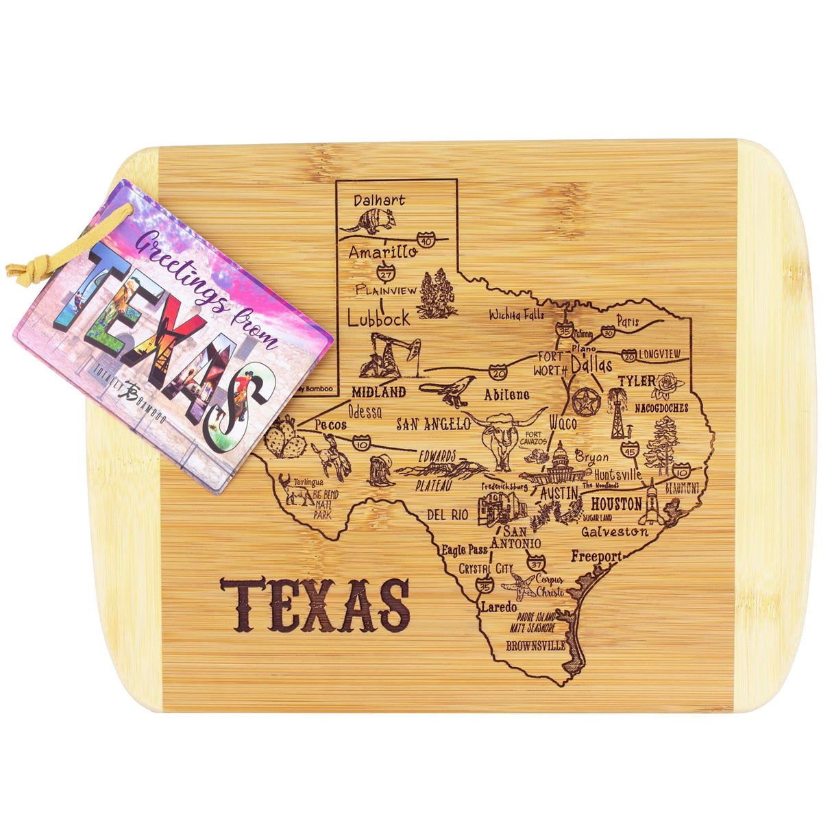 Totally Bamboo A Slice of Life Texas State Serving and Cutting Board, 11" x 8.75" Totally Bamboo