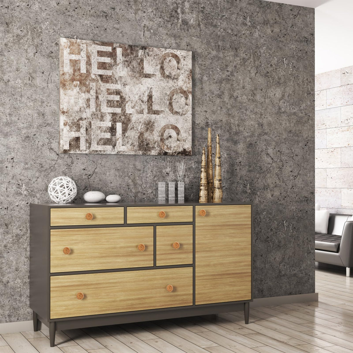 Nicunom 16 Pack Boho Rattan Dresser Knobs, Round Cabinet Knobs Wood Furniture Drawer Knobs with 32 Screws, Handmade Wicker Woven Pulls for Nursery Kitchen Wardrobe Cupboard Nicunom