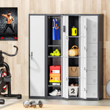 INTERGREAT Metal Locker for Employees with 4 Doors,(72") Steel Locker Storage Cabinet with 4 Tiers,Tall Office Storage Lockers for Home Office,School,Gym (Grey White) INTERGREAT
