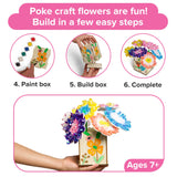 DIY Poke in Art Fabric Flower Craft - Makes 6 Flower Bouquet & Box with Paint, EVA Foam Craft Pieces, & More - Complete Kit for Kids 7-12 Years Old - Fabric Art for Kids - Poke Crafts for Girls Little Jupiter