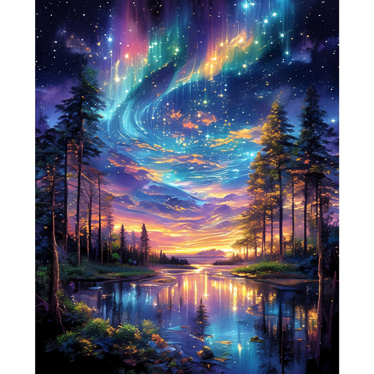 obterie Starry Night Paint by Numbers Kit for Adults Beginner Tree Oil Painting Kit Adult Paint by Number Kits on Canvas DIY Painting for Beginners Art by Numbers for Gifts Home Wall Decor 16x20 Inch obterie