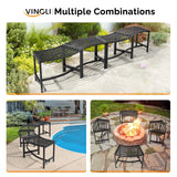 VINGLI Outdoor Metal Curved Bench, Weatherproof Fire Pit Bench Set of 4, Heavy Duty Steel Backless Benches, Metal Outside Seating for for Garden, Patio, Plant Stand and Holder VINGLI