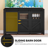 DWVO 120 Gallon Aquarium Stand with Power Outlets, Heavy Duty Metal Fish Tank Stand & Cabinet, Reptile Terrarium Table with 1100LBS Capacity for Aquarium Accessories Storage, Black DWVO