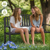 GUINGFUN 50" Outdoor Bench, Heavy-Duty Metal Frame Graden Bench, Weatherproof Patio Park Bench for Front Porch, Park, Yard, Patio GUINGFUN