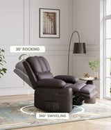 FinerFurnis Large Leather Manual Recliner Chair with Comfortable Arms and Built-in Cup Holders, Spacious 21.2 Inch Seat Width, Perfect for Living Room Relaxation and Entertainment FinerFurnis