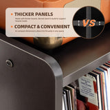 UODERS Record Player Table, Mid-Century Record Player Stand with Vinyl Storage Hold Up to 150+ Albums, Vinyl Record Cabinet with Adjustable Shelves, Wood Turntable Stand for Music Living Room (Black) UODERS