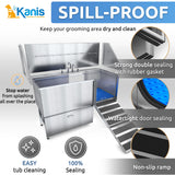 KANIS Professional Stainless Steel Dog Bathing Station - Dog Grooming Tub w/Ramp, Storage Drawer, Floor Grate & Faucet/Dog Bathtub for Large, Medium & Small Pets (61", Right RAMP - 1 Drawer) KANIS