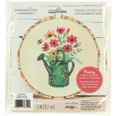 Dimensions 72-76319 Watering Can Counted Cross Stitch Kit for Beginners, 6" D, Multicolor, 5pcs Dimensions