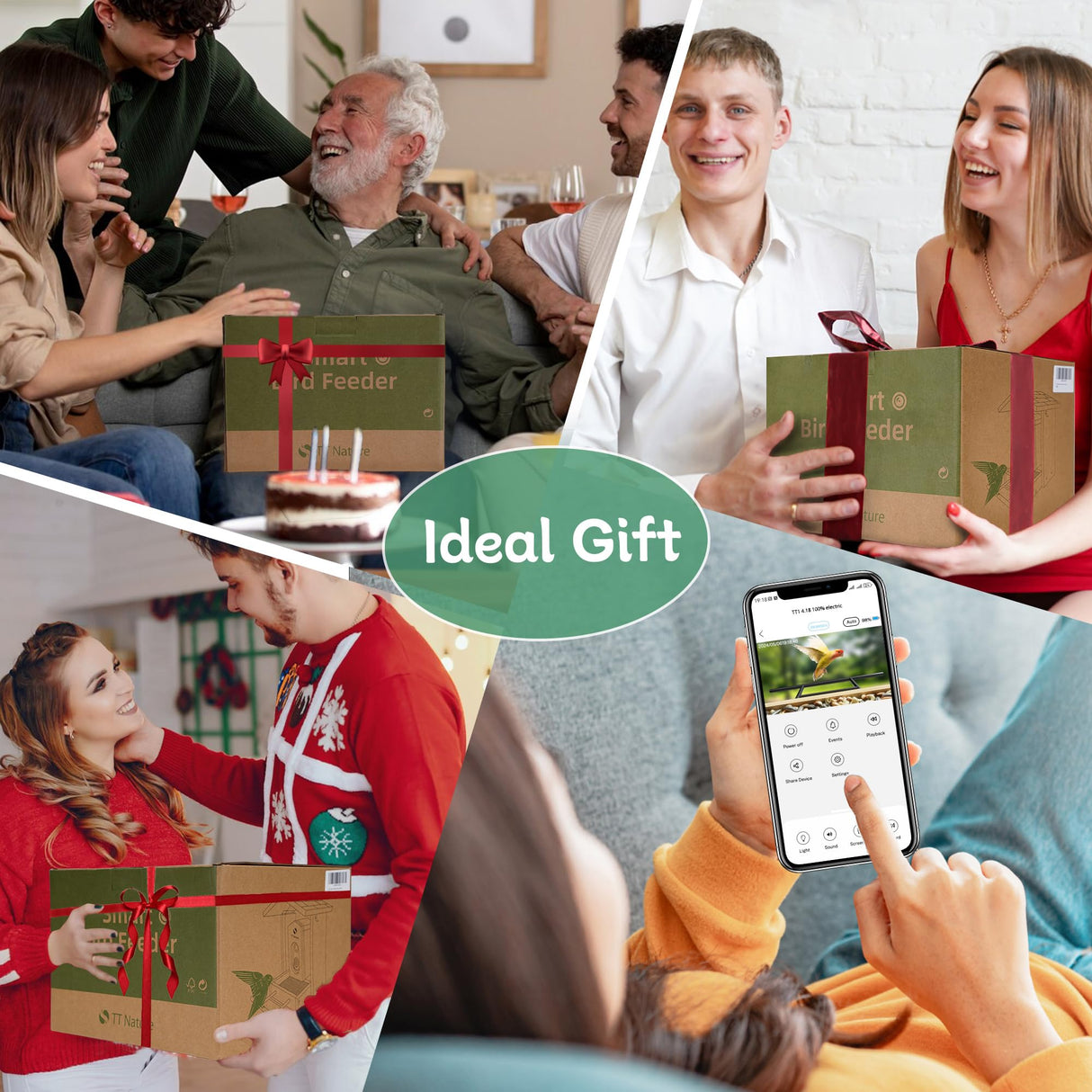 TT Nature Bird Feeder with Camera, Upgraded 1.5L Smart Bird Feeder with AI Identify for 10000 Plus Bird Species, Auto Capture Bird & Real-time Notifications, Ideal Gift for Bird Lovers (Iron Roof) TT Nature