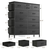 Lulive Dresser for Bedroom with 12 Drawers, Tall Dresser Chest of Drawers with Side Pockets and Hooks, Fabric Dresser Storage Tower for Closet, Hallway, Living Room (White) Lulive