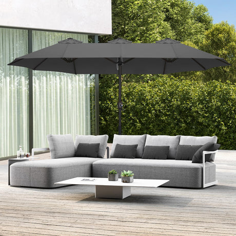 ABCCANOPY 15FT Double Sided Pool Umbrella with Base, Outdoor Porch Umbrella for Poolside, Lawn, Backyard (Dark Gray) ABCCANOPY