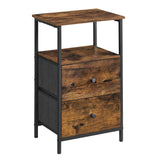 VASAGLE Nightstand, 24-Inch Tall Side Table with 2 Fabric Drawers and Storage Shelf, for Bedroom, Rustic Brown and Black ULGS025B01 VASAGLE