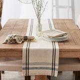 DII French Stripe Dining Table Collection Farmhouse Style Table Runner, 14x108 Inches, Taupe/Black DII