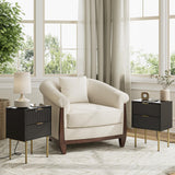 Aienvey Night Stand Charging Station, Modern Bedside Table with Storage 2 Drawer and Open Wood Shelf, Night Stand, End Table for Bedroom, Living Room, Black Aienvey