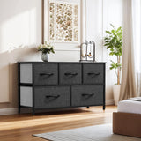 YITAHOME Dresser with 5 Drawers - Fabric Storage Tower, Black Dresser & Chest of Drawers, Organizer Unit for Bedroom YITAHOME