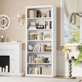 Rresyet Bookcase and Bookshelves, 28" W Tall Bookshelf with Elegant Design, 6 Tiers Spacious Book Storage, Freestanding Book Organizer, Display Library Shelf for Home Office, Living Room & Study Room Rresyet