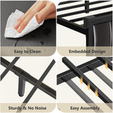 Alohappy Queen Bed Frame with USB Charging, LED Lights & Storage Drawers, Upholstered Platform in Black Alohappy